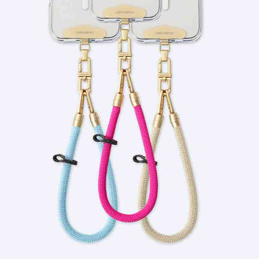 Luxe Braided Wristlet Strap with Gold Clips – Elegant Phone or Bag Charm