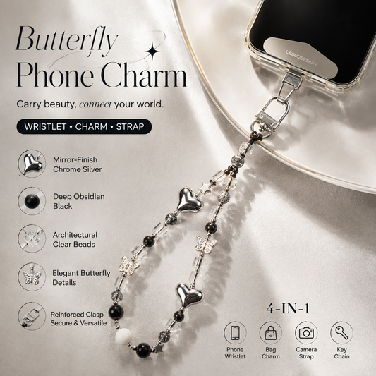 Liquid Chrome Y2K Butterfly Phone Charm