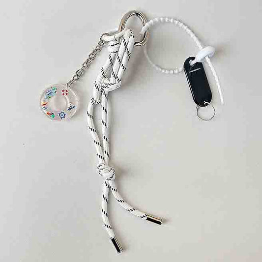 ドーナツフロートバッグチャーム - ハンドメイドロープペンダント