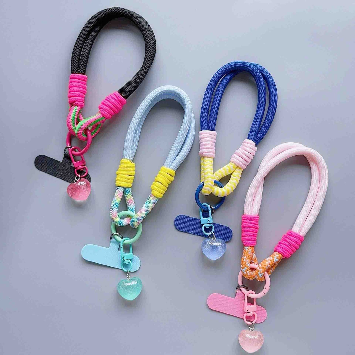 Heart Charm Braided Phone Wristlet Strap – Detachable Keychain