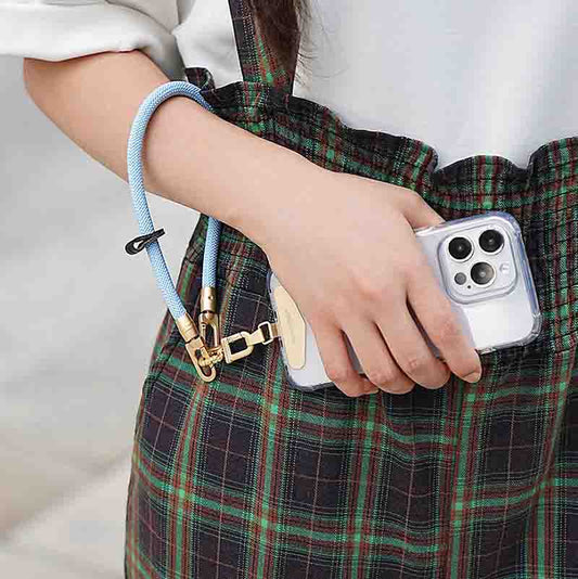 Luxe Braided Wristlet Strap with Gold Clips – Elegant Phone or Bag Charm