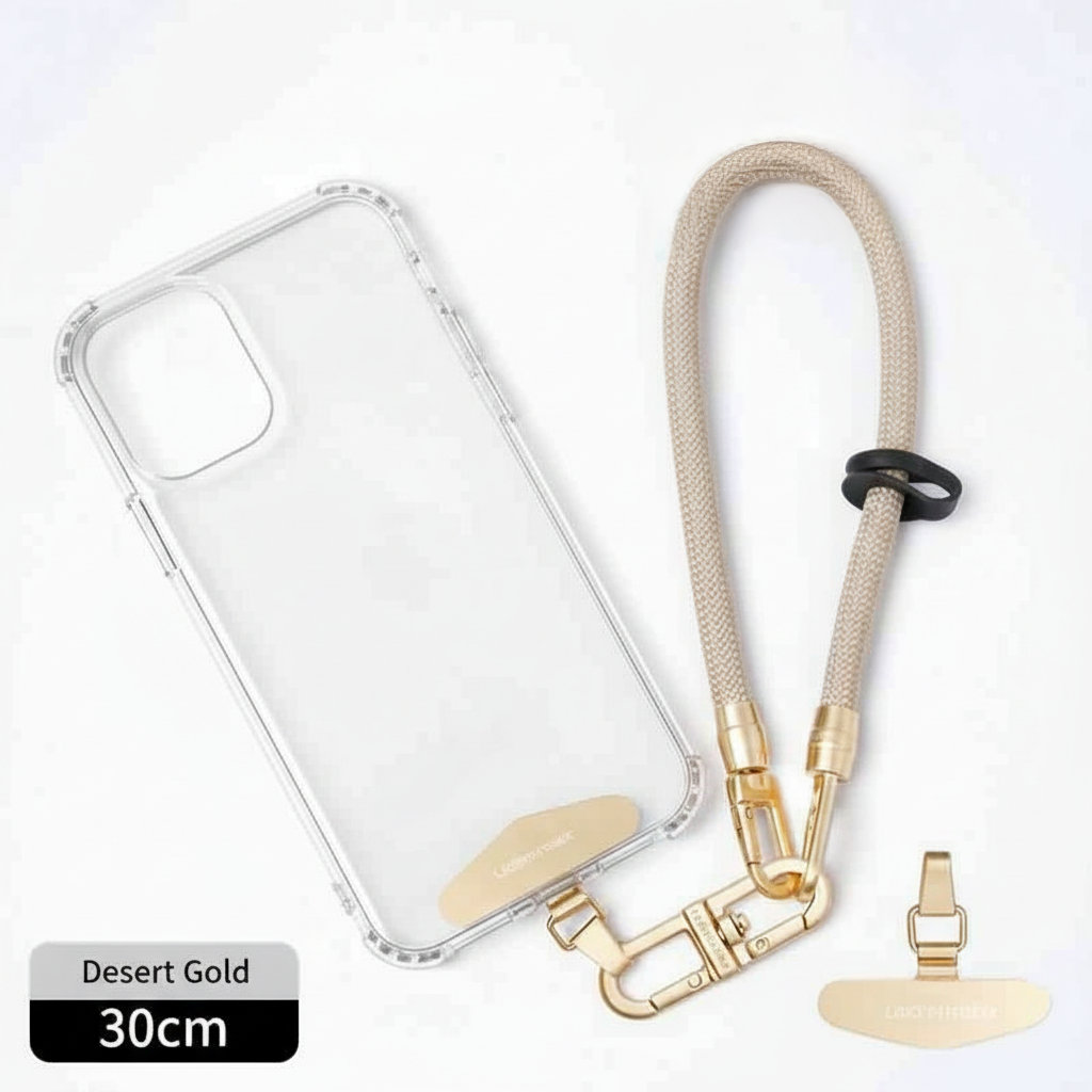 Luxe Braided Wristlet Strap with Gold Clips – Elegant Phone or Bag Charm