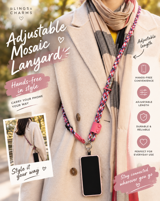 Adjustable Mosaic Lanyard – Stylish, Versatile & Durable!