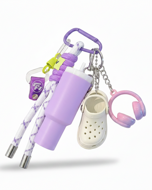 Creative Mini Keychain Charm Set – Purple Variant with Shadow