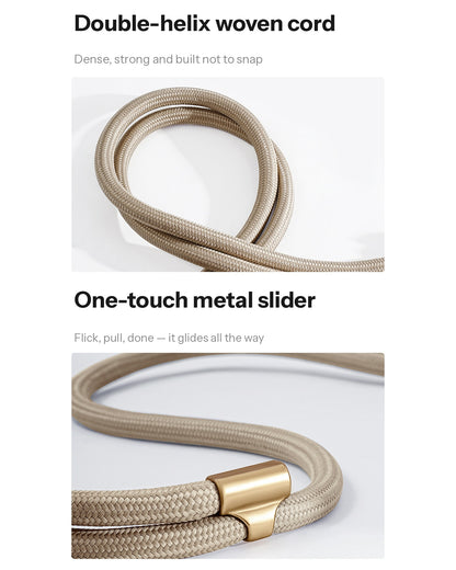Adjustable Crossbody Phone Strap – 130cm Braided Lanyard with Flat Shoulder Pad & Free Tether Tab