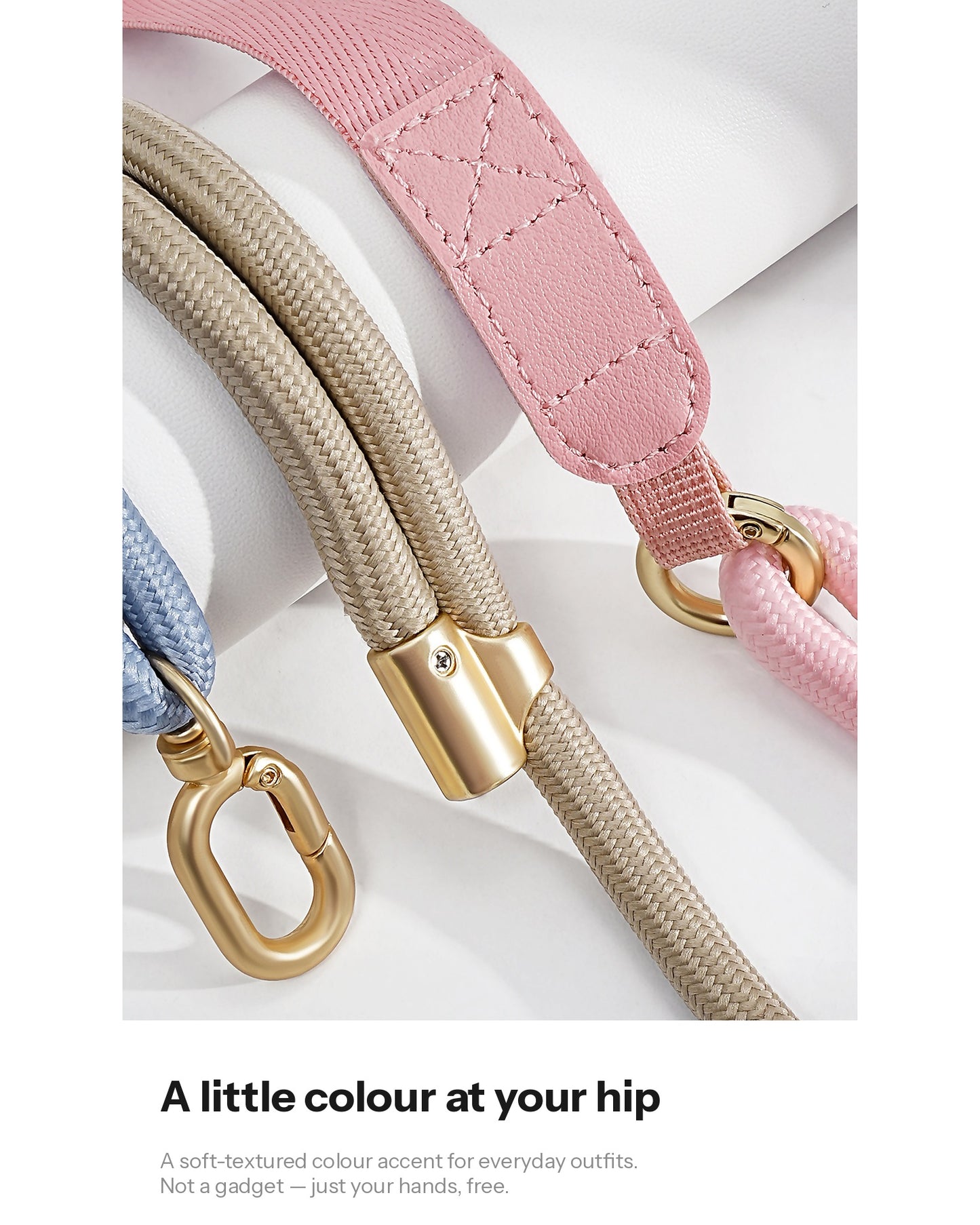 Adjustable Crossbody Phone Strap – 130cm Braided Lanyard with Flat Shoulder Pad & Free Tether Tab