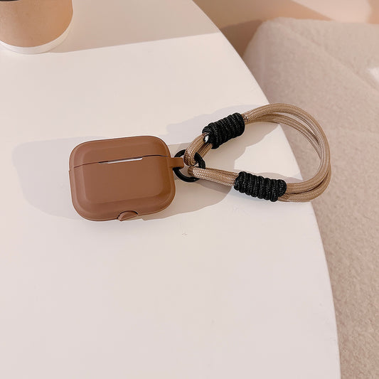 AirPod-Silikonhülle mit Paracord-Band – Schwarz + Braun