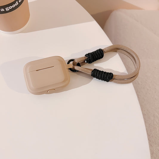 AirPod Silicone Case with Paracord Strap - Black + Light Brown