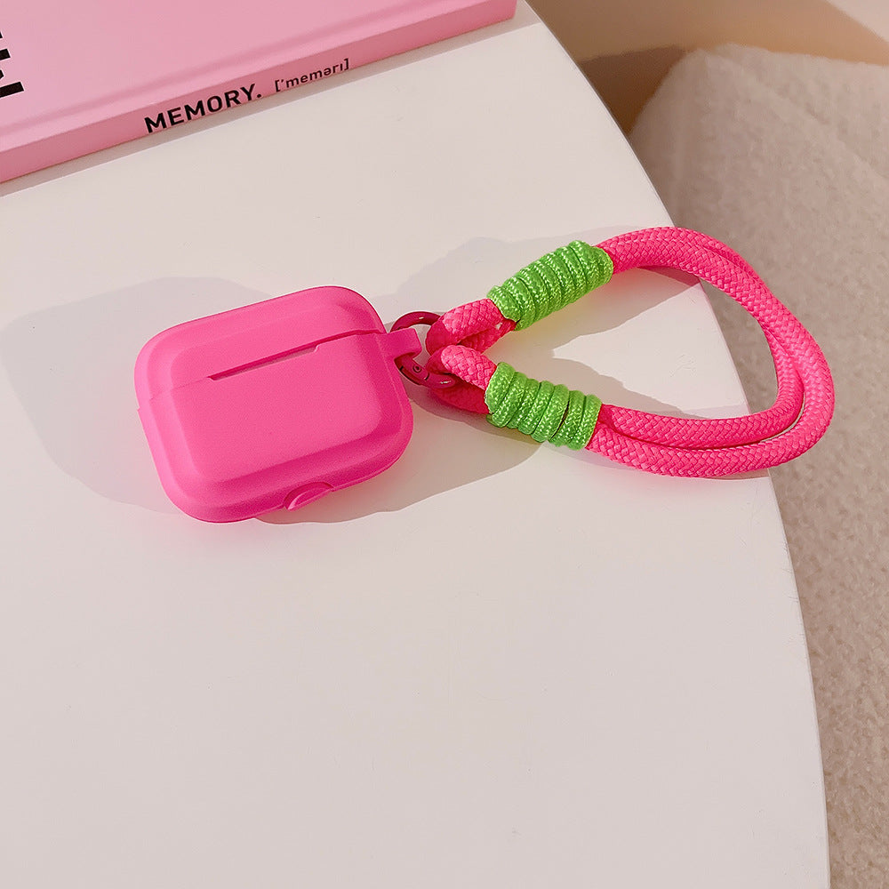 AirPod Silicone Case with Paracord Strap - Neon Green + Pink