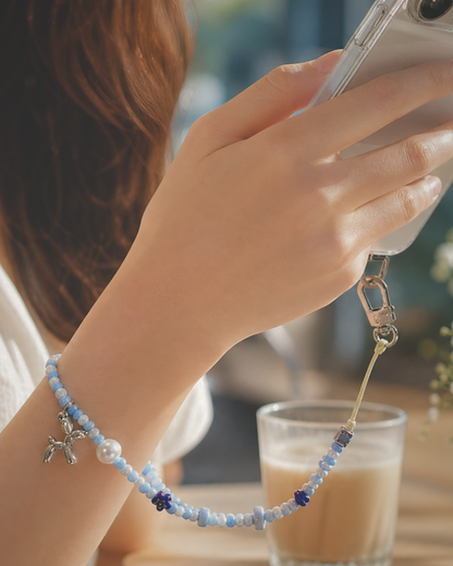 Chic & Secure: Sky Charm Beaded Phone Wristlet – Never Drop Your Phone in Style!