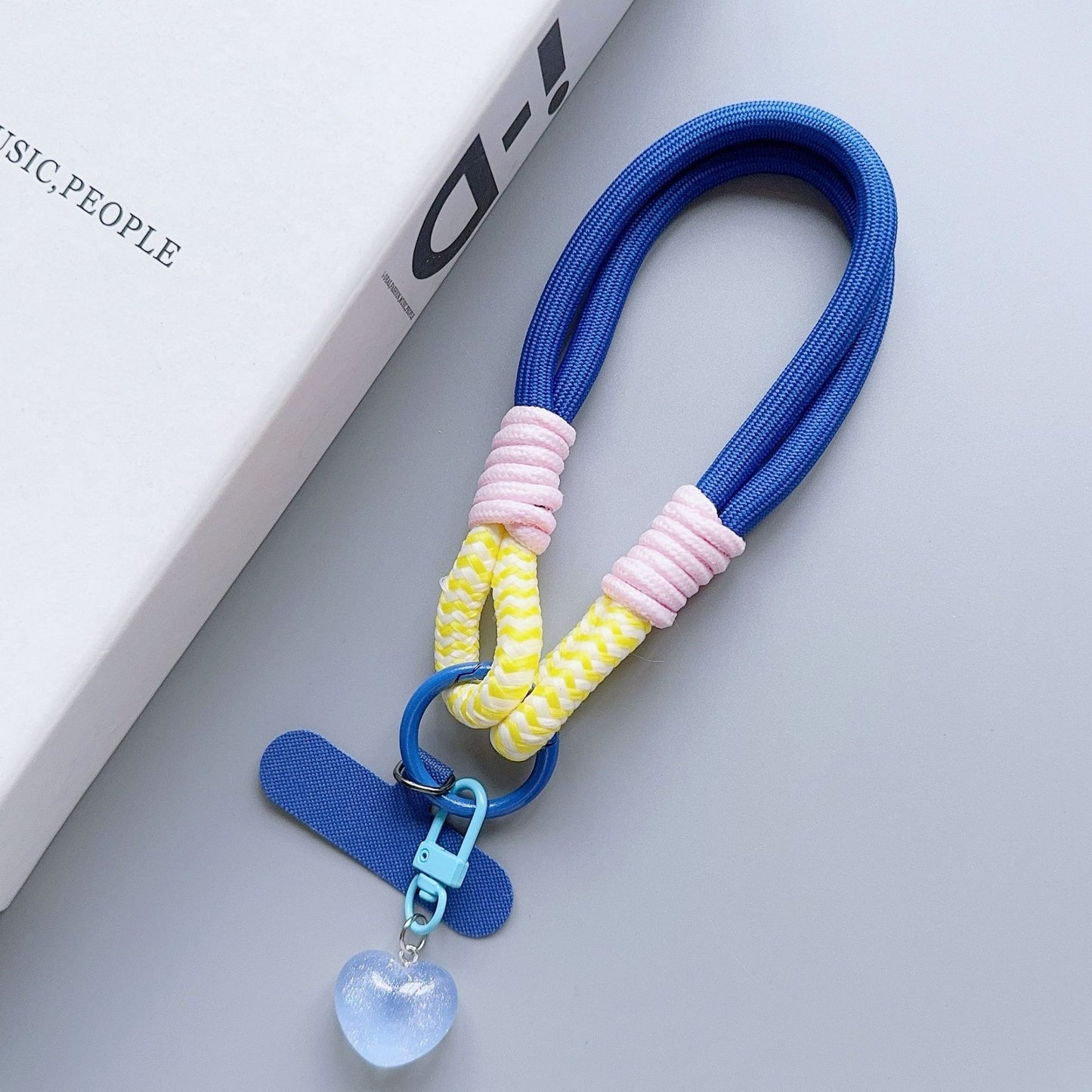 Heart Charm Braided Phone Wristlet Strap – Detachable Keychain