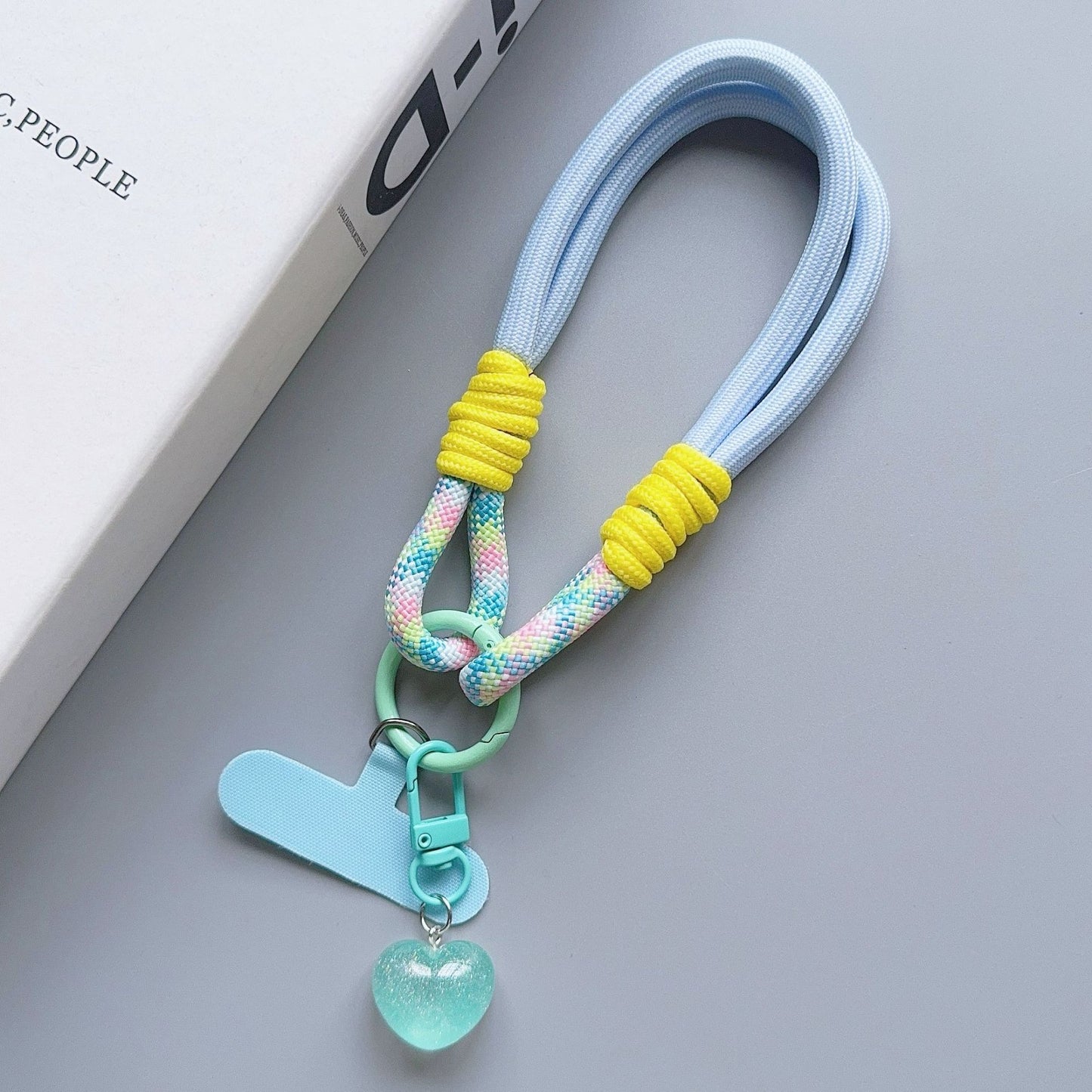 Heart Charm Braided Phone Wristlet Strap – Detachable Keychain