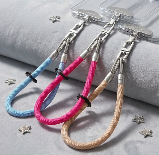 Braided Phone Wristlet Strap with Premium Silver Clasp | Hands-Free & Secure