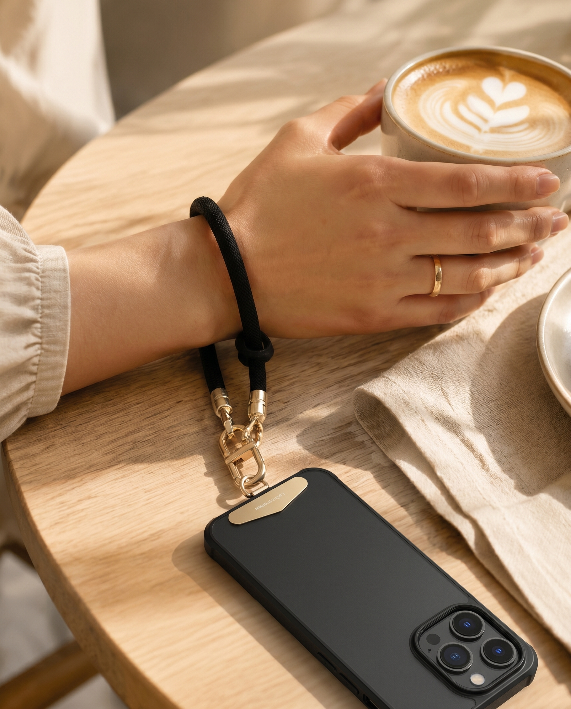 Luxe Braided Wrist Strap | Onyx & Gold Edition