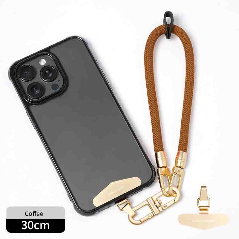 Luxe braided wristlet strap in Coffee with gold clip