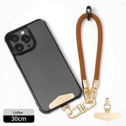 Luxe braided wristlet strap in Coffee with gold clip