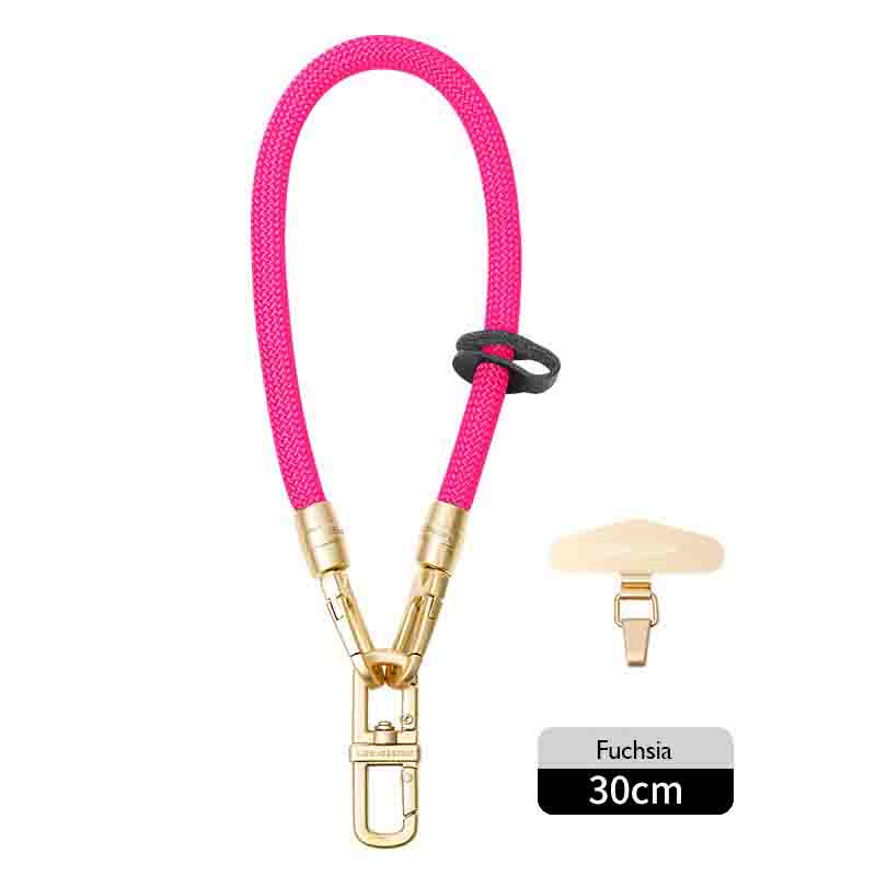 Luxe braided wristlet strap in fuchsia with gold clip