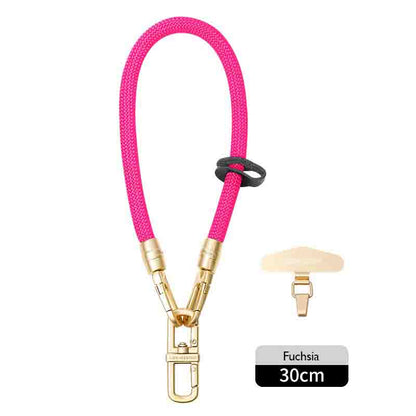 Luxe braided wristlet strap in fuchsia with gold clip