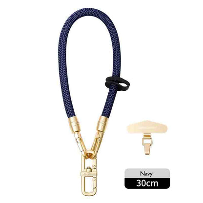 Luxe braided wristlet strap in Navy with gold clip