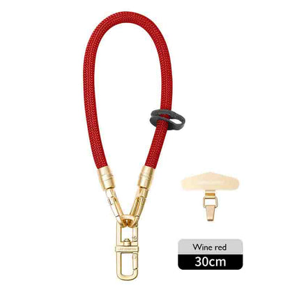 Luxe braided wristlet strap in Wine Red with gold clip