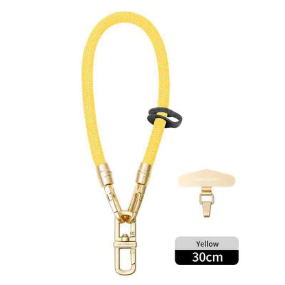 Luxe braided wristlet strap in Yellow with gold clip