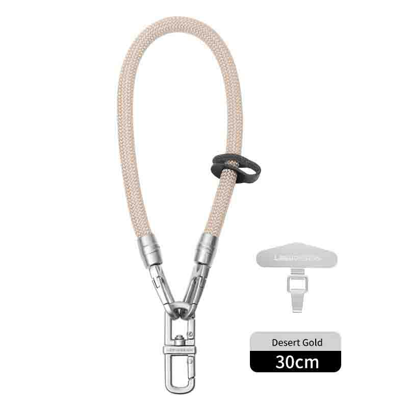 ゴールドクリップ付きの豪華な編み込みリストレットストラップ - エレガントな携帯電話やバッグチャーム