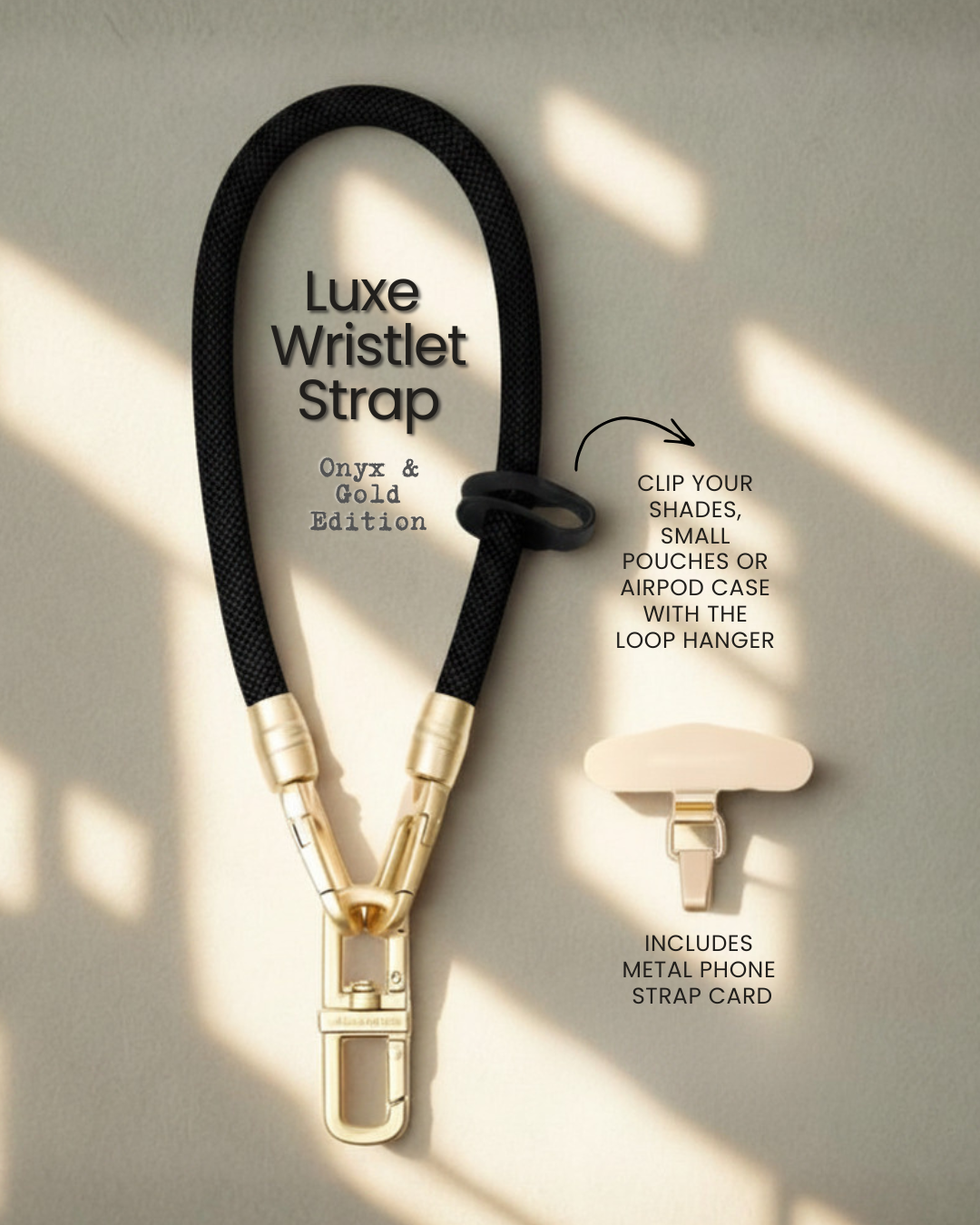 Luxe Braided Wrist Strap | Onyx & Gold Edition