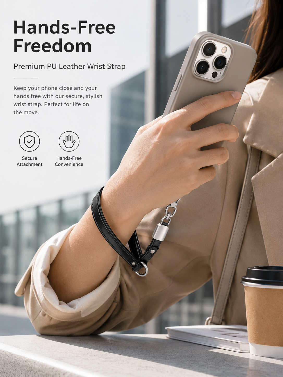 PU Leather Phone Wrist Strap — Secure, Stylish & Drop-Proof
