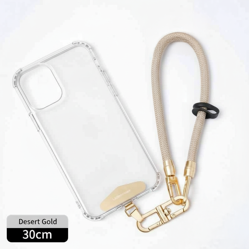 Luxe Braided Wristlet Strap with Gold Clips – Elegant Phone or Bag Charm