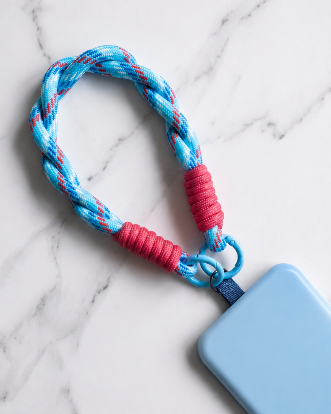 Raspberry & Sky Blue Paracord Wristlet