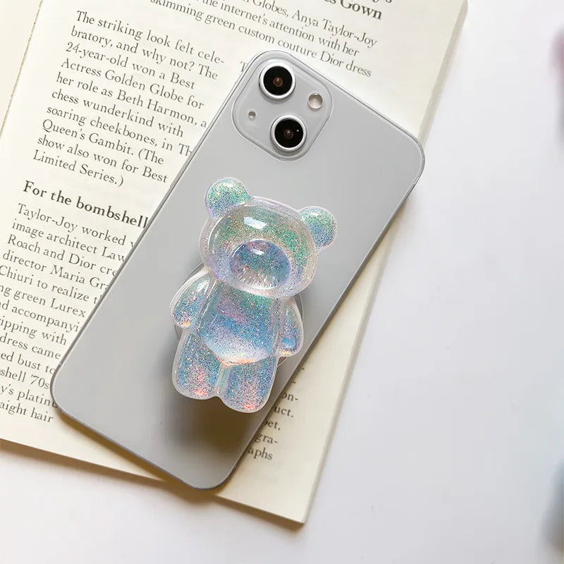 Sparkly Bear Phone Retractable Grip Socket