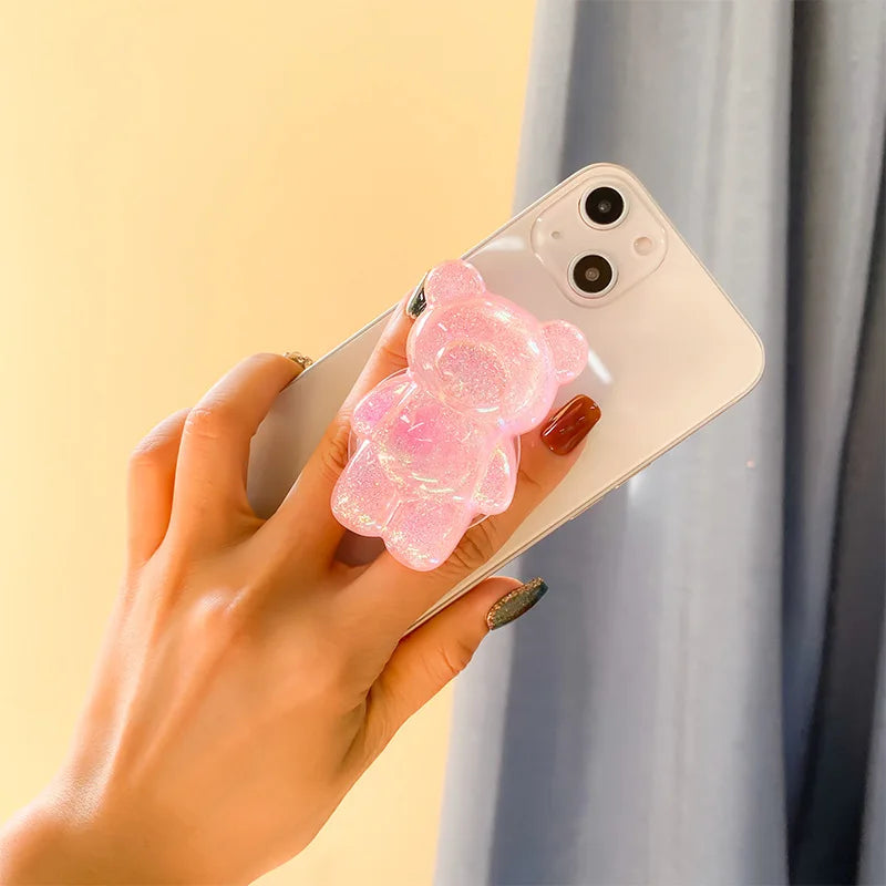 Sparkly Bear Phone Retractable Grip Socket