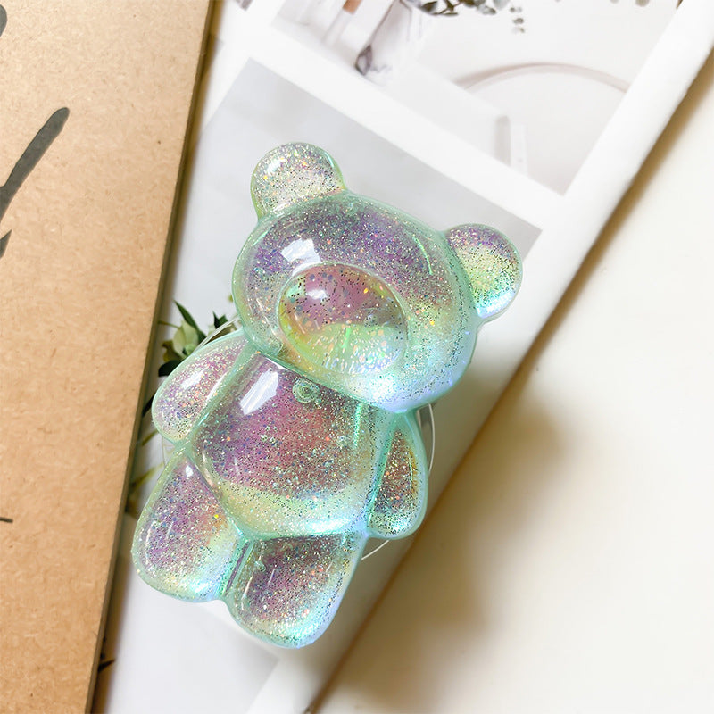 Sparkly Bear Phone Retractable Grip Socket