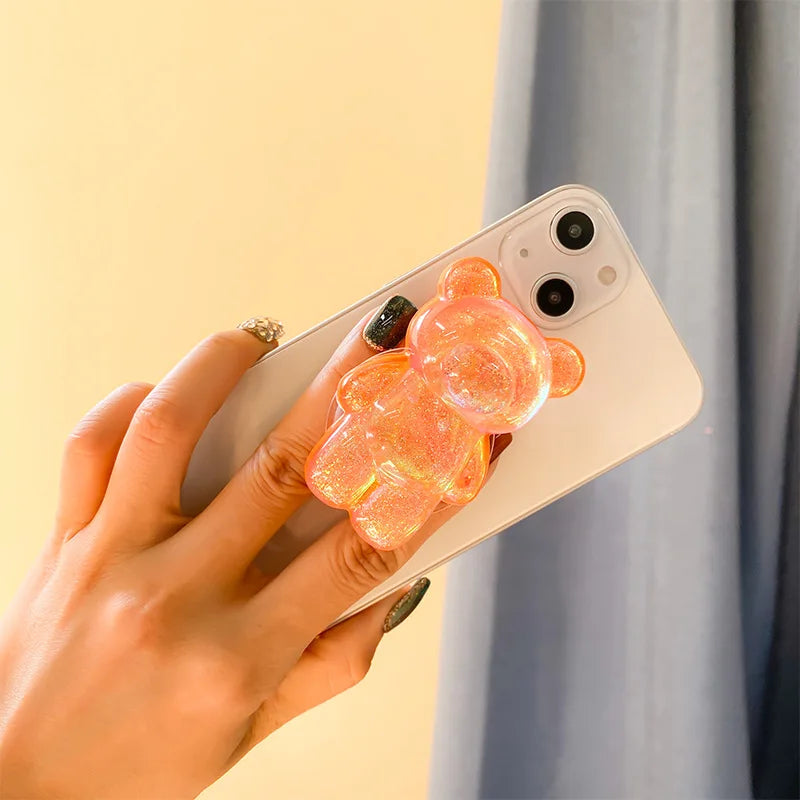 Sparkly Bear Phone Retractable Grip Socket