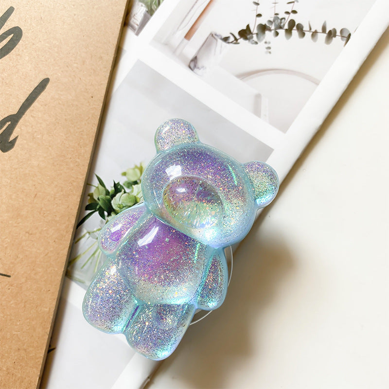 Sparkly Bear Phone Retractable Grip Socket