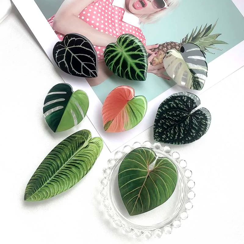 🌿 Plant Leaf Acrylic Phone Grip – Retractable, Stylish & Universal! 🌿