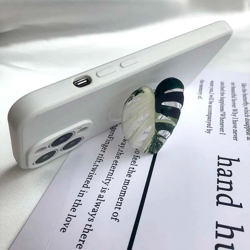 🌿 Plant Leaf Acrylic Phone Grip – Retractable, Stylish & Universal! 🌿