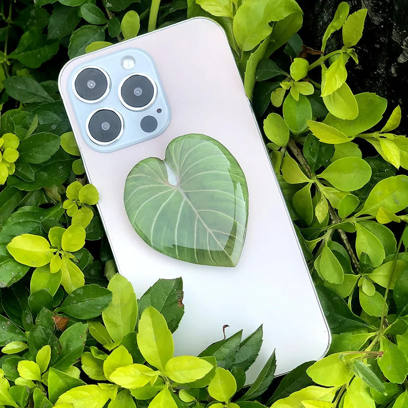 🌿 Plant Leaf Acrylic Phone Grip – Retractable, Stylish & Universal! 🌿