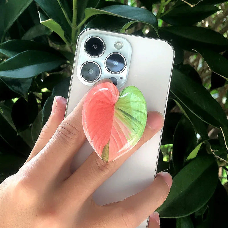 🌿 Plant Leaf Acrylic Phone Grip – Retractable, Stylish & Universal! 🌿