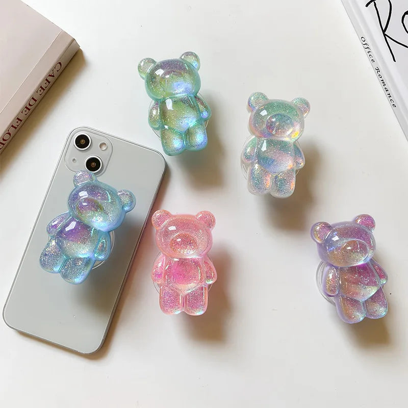 Sparkly Bear Phone Retractable Grip Socket