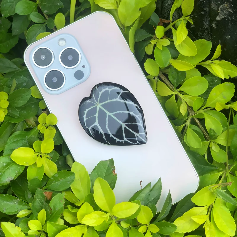 🌿 Plant Leaf Acrylic Phone Grip – Retractable, Stylish & Universal! 🌿