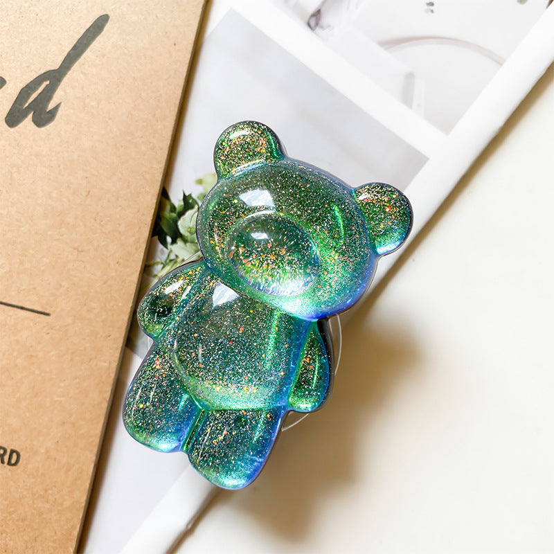 Sparkly Bear Phone Retractable Grip Socket