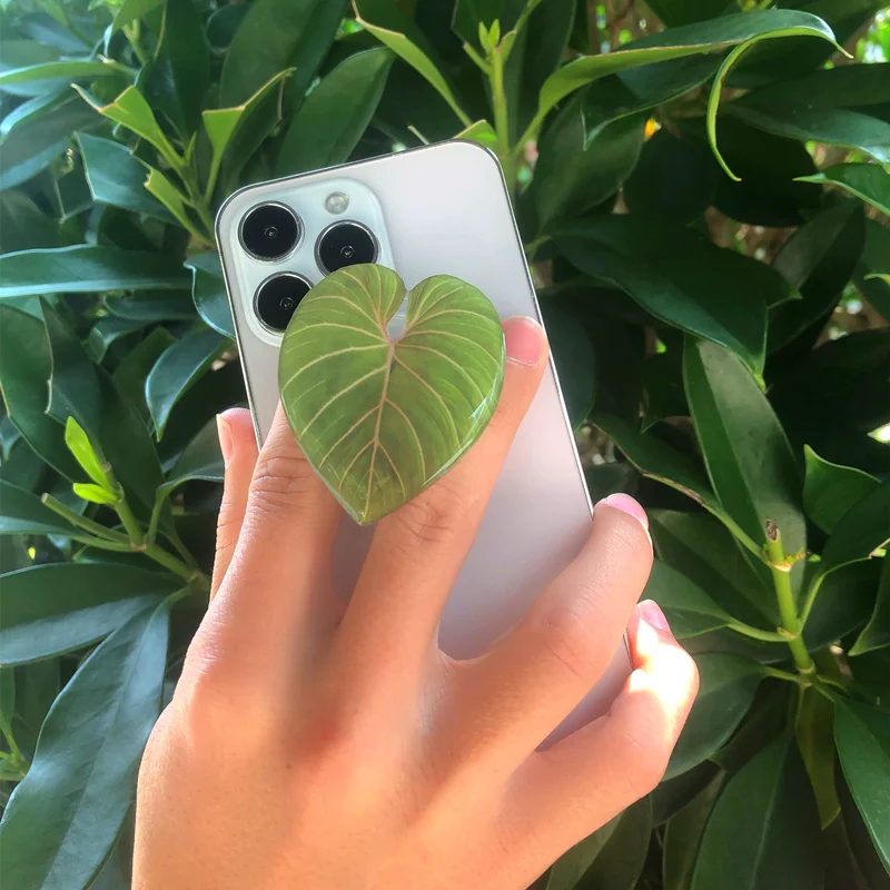 🌿 Plant Leaf Acrylic Phone Grip – Retractable, Stylish & Universal! 🌿