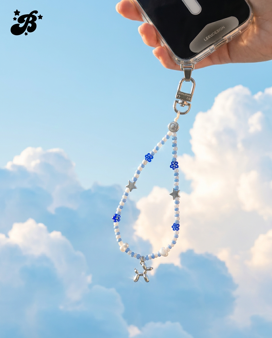 Chic & Secure: Sky Charm Beaded Phone Wristlet – Never Drop Your Phone in Style!