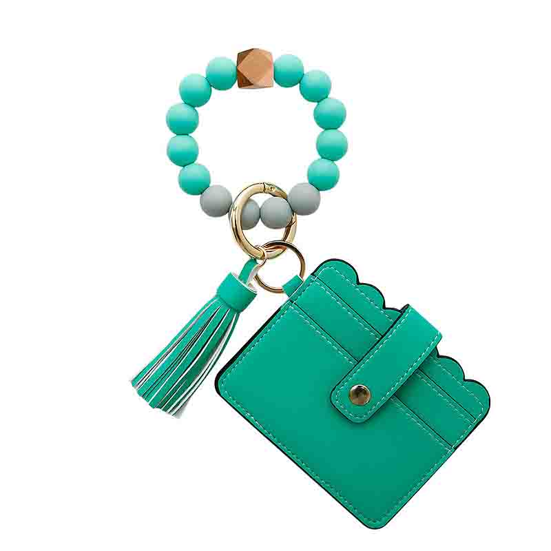 Beads Tassel Cardholder Wristlet -Emerald