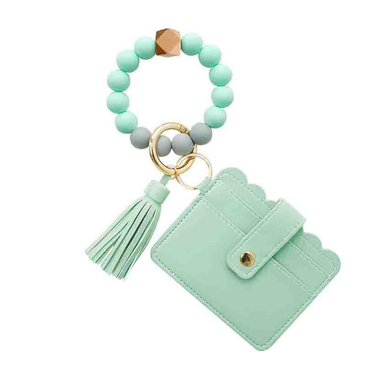 Beads Tassel Cardholder Wristlet - Mint