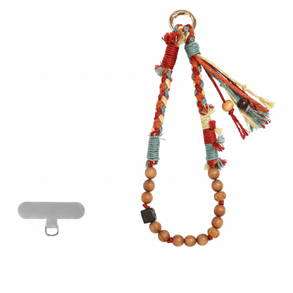 Artisan Beaded Phone Earth Charm Strap – Terracotta Bloom, no Chinese text