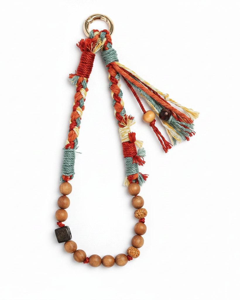 Artisan Beaded Phone Earth Charm Strap – Terracotta Bloom, strap only