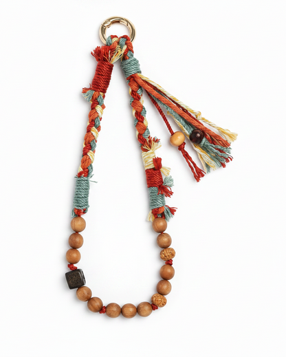 Artisan Beaded Phone Earth Charm Strap – Terracotta Bloom, strap only