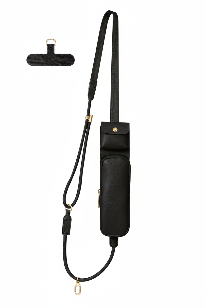 Black Crossbody Phone Lanyard – Clean 4:5